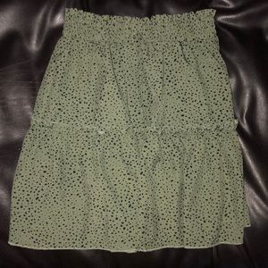 Green and Black Spotted Flowy Skirt
